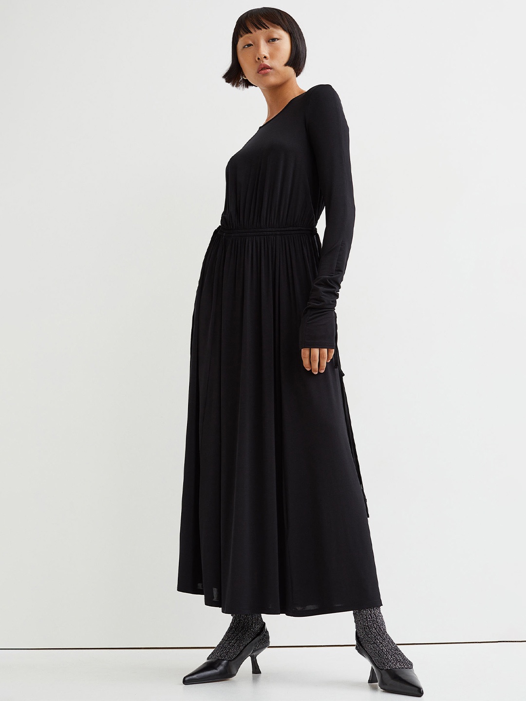 

H&M Women Black Open-Backed Dress