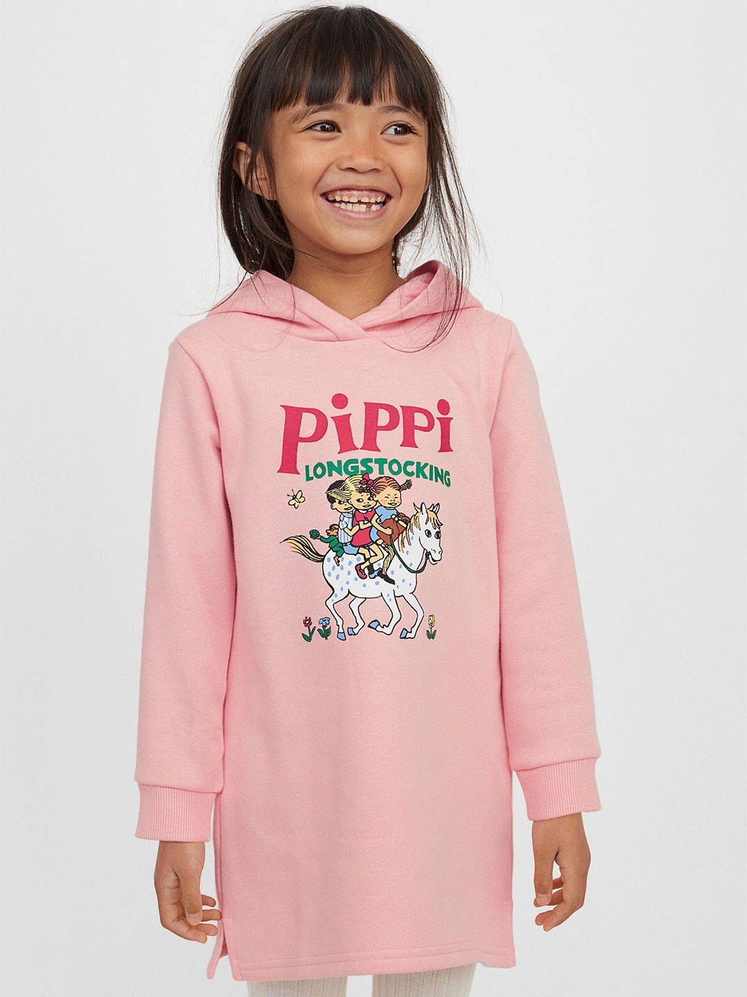 

H&M Girls Pink Printed Sweatshirt Dress