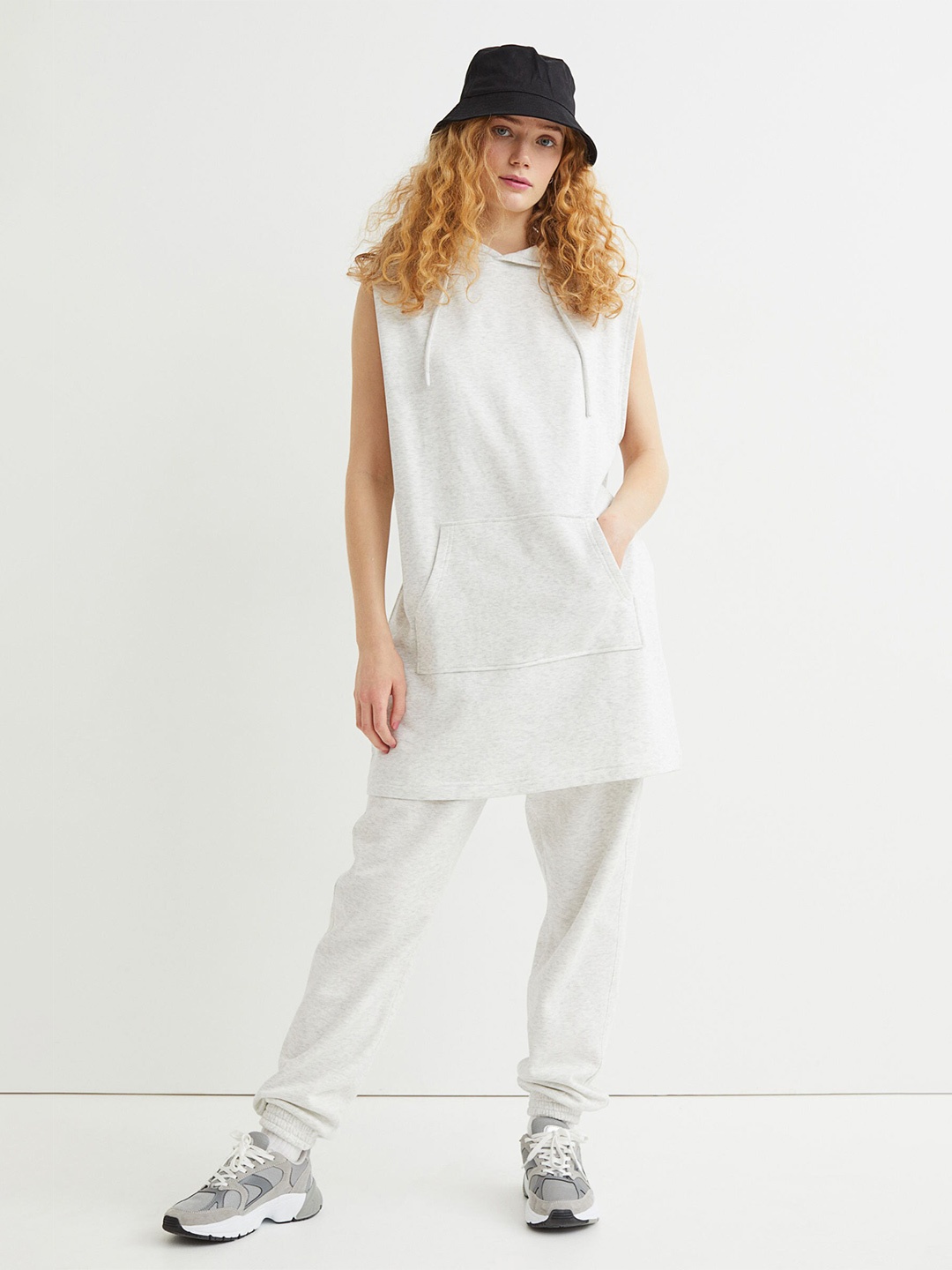 

H&M Women Grey Hooded Sweatshirt Dress