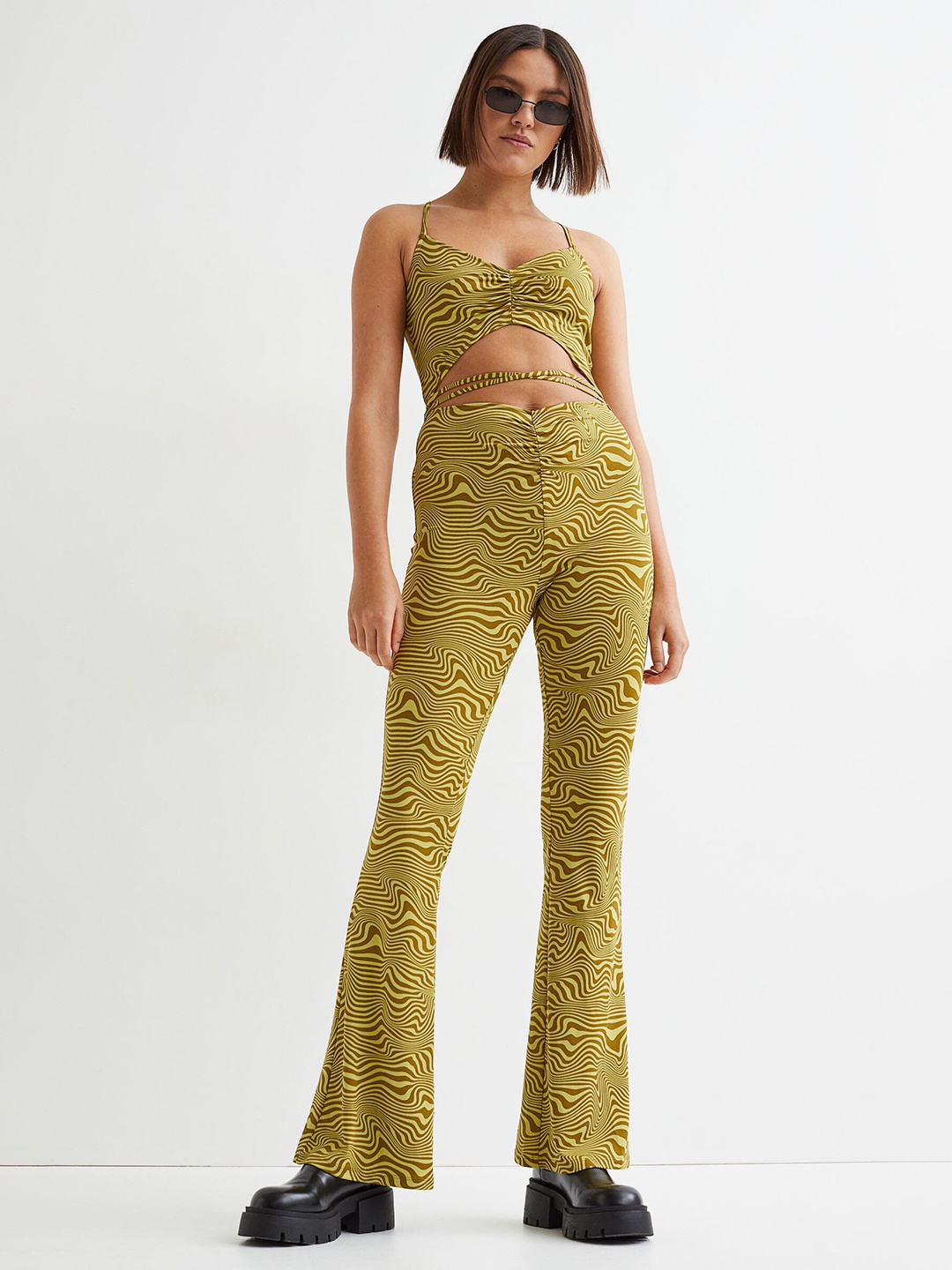

H&M Women Yellow Fitted jumpsuit