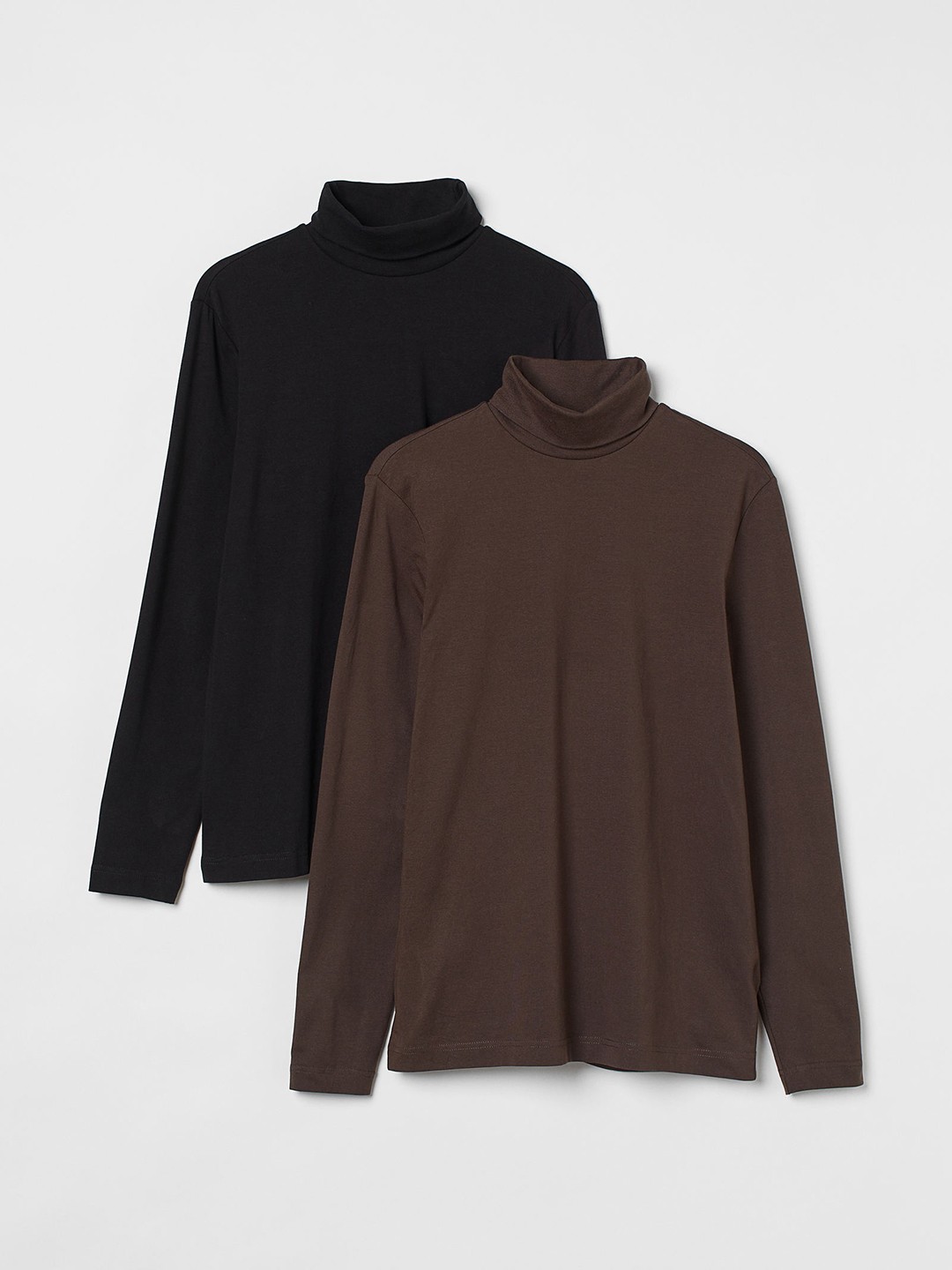 

H&M Men Black & Brown 2-pack Slim Fit Polo-neck tops
