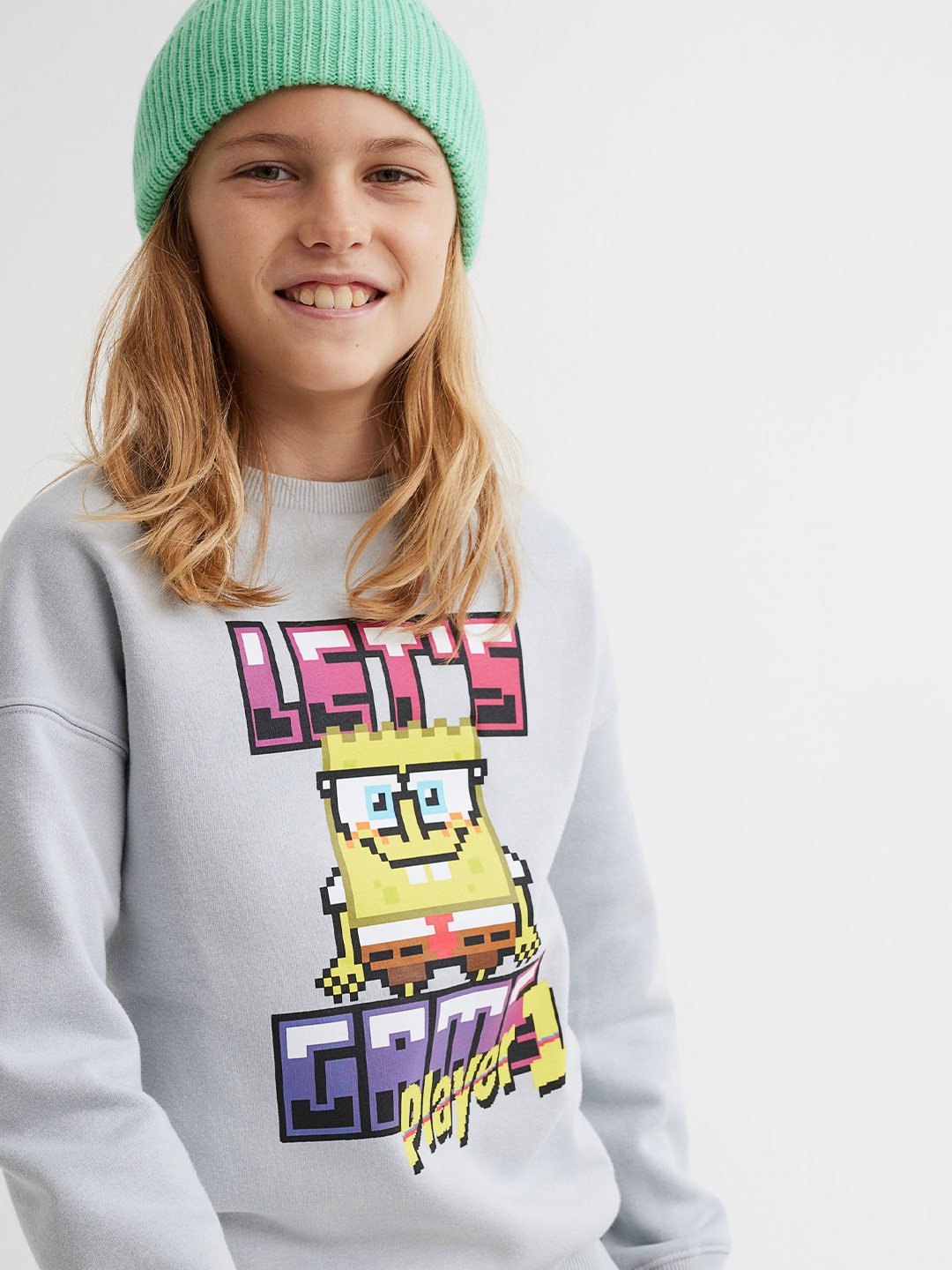 H&M Boys Grey Oversized printed sweatshirt