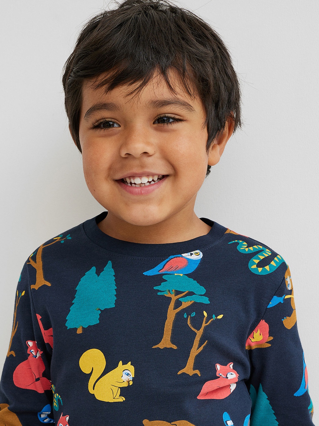 

H&M Boys 2-Pack Printed Cotton Jersey Tops, Turquoise blue