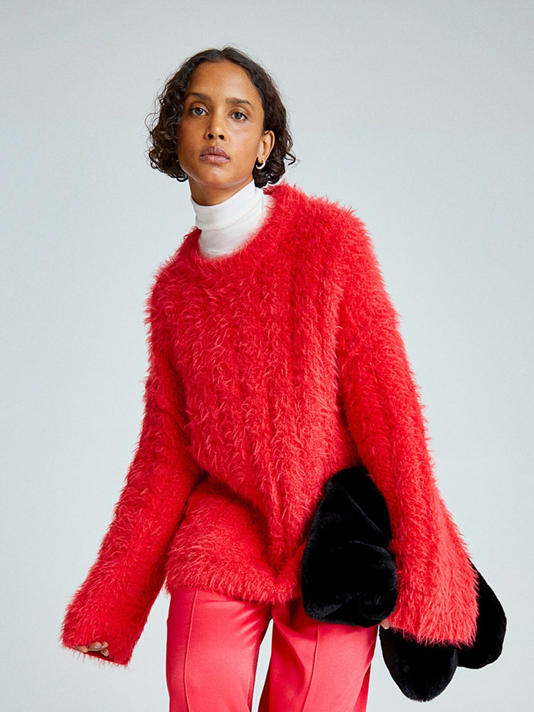 

H&M Women Red Fluffy Jumper