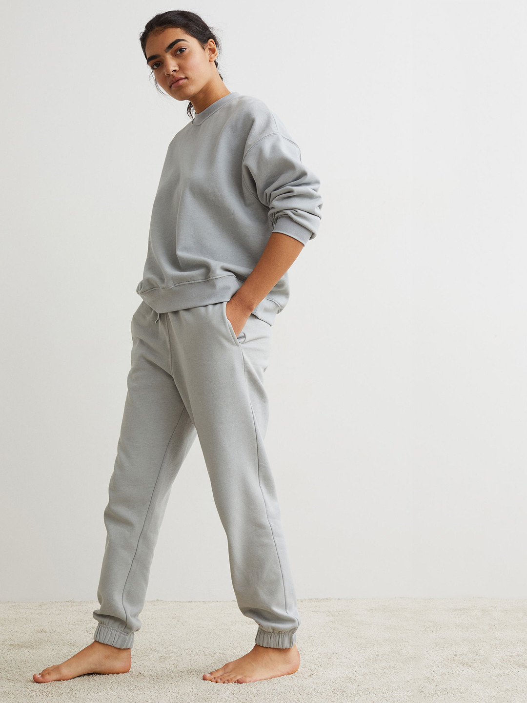 

H&M Women Grey Cotton-Blend Joggers