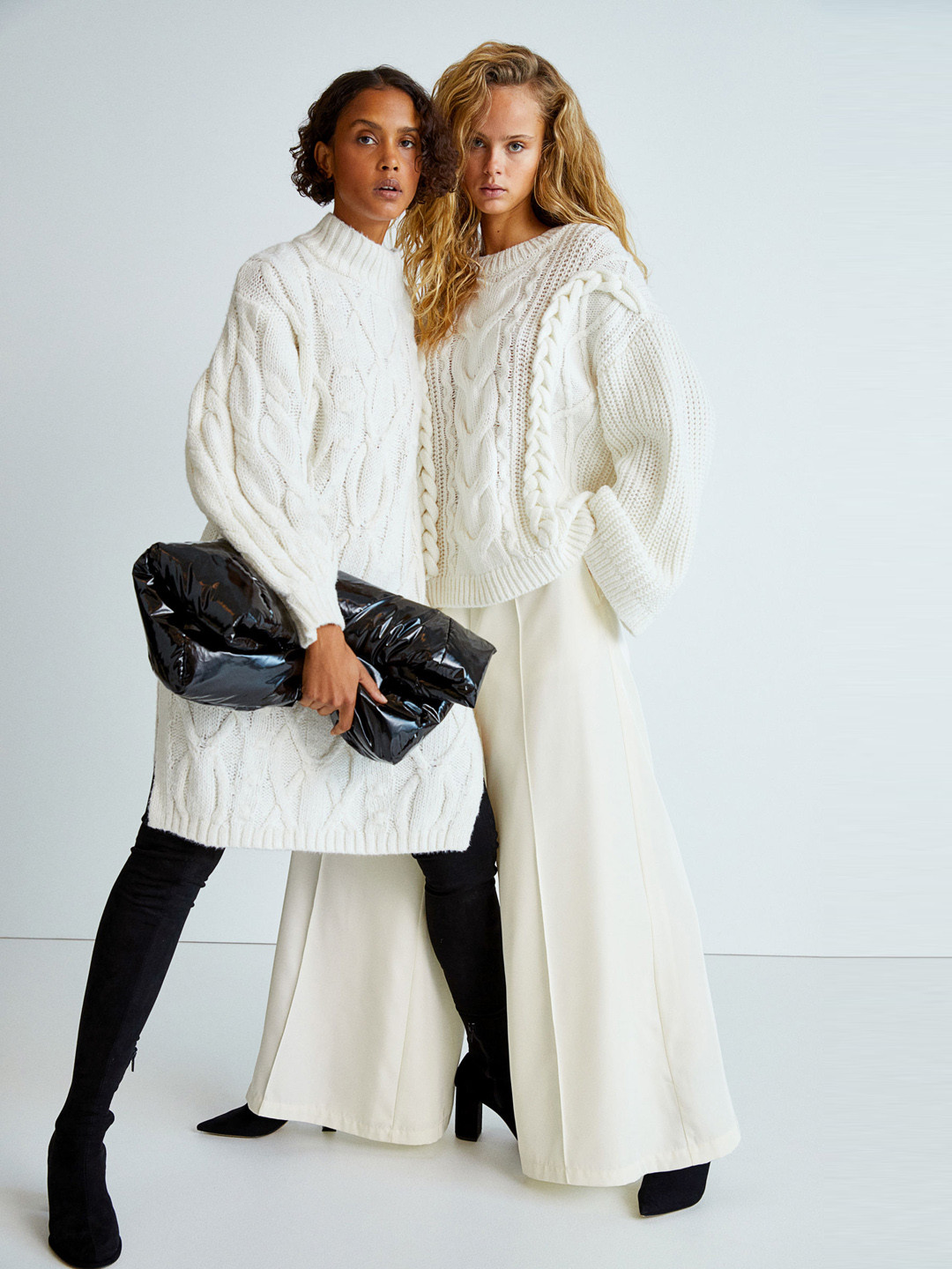 

H&M Girls White Crease-leg lined satin trousers