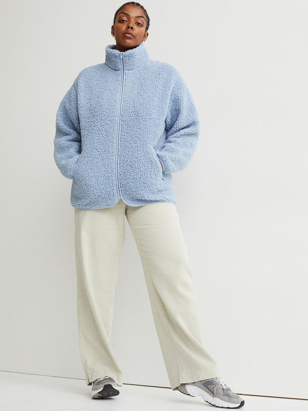 

H&M Women Blue Faux Shearling Jacket