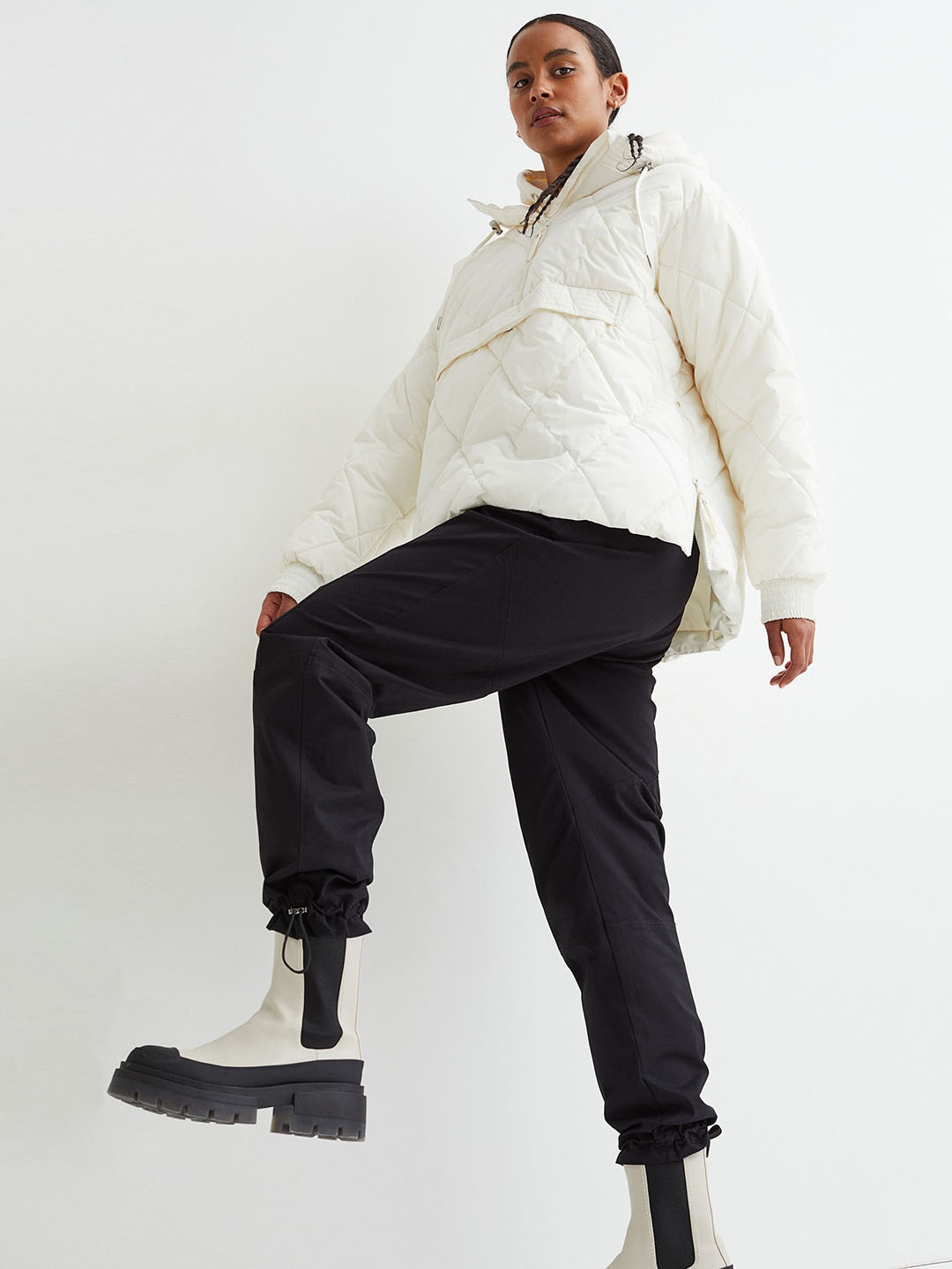 

H&M Women White THERMOLITE Popover Puffer Sports Jacket