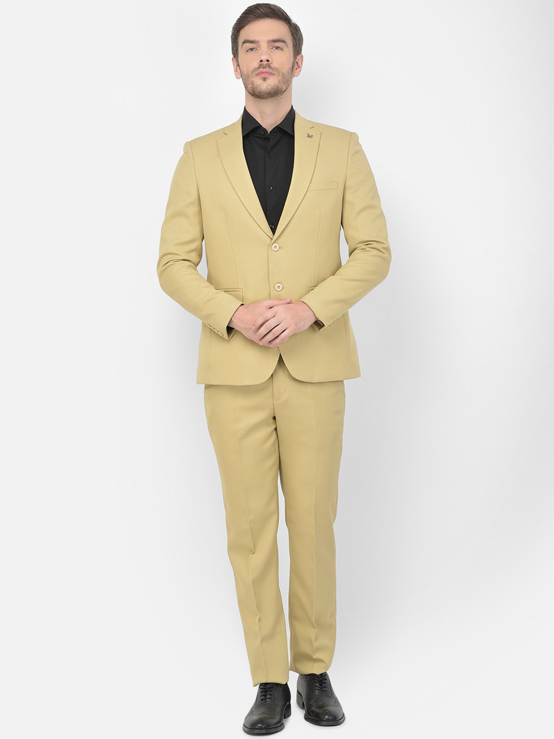 

Canary London Men Beige Solid Slim-Fit 2 Piece Formal Suit