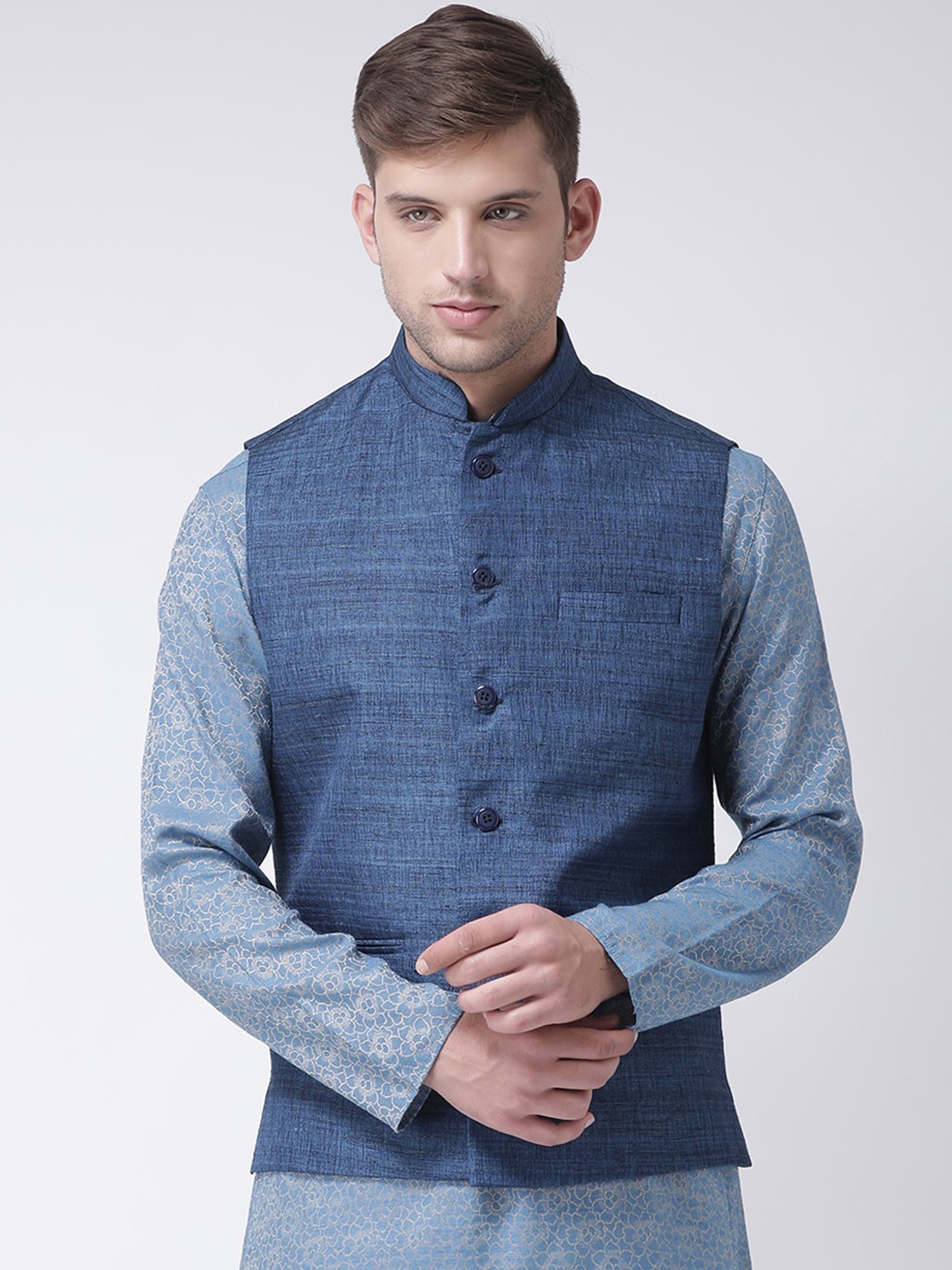 

TABARD Men Blue Solid Nehru Jacket