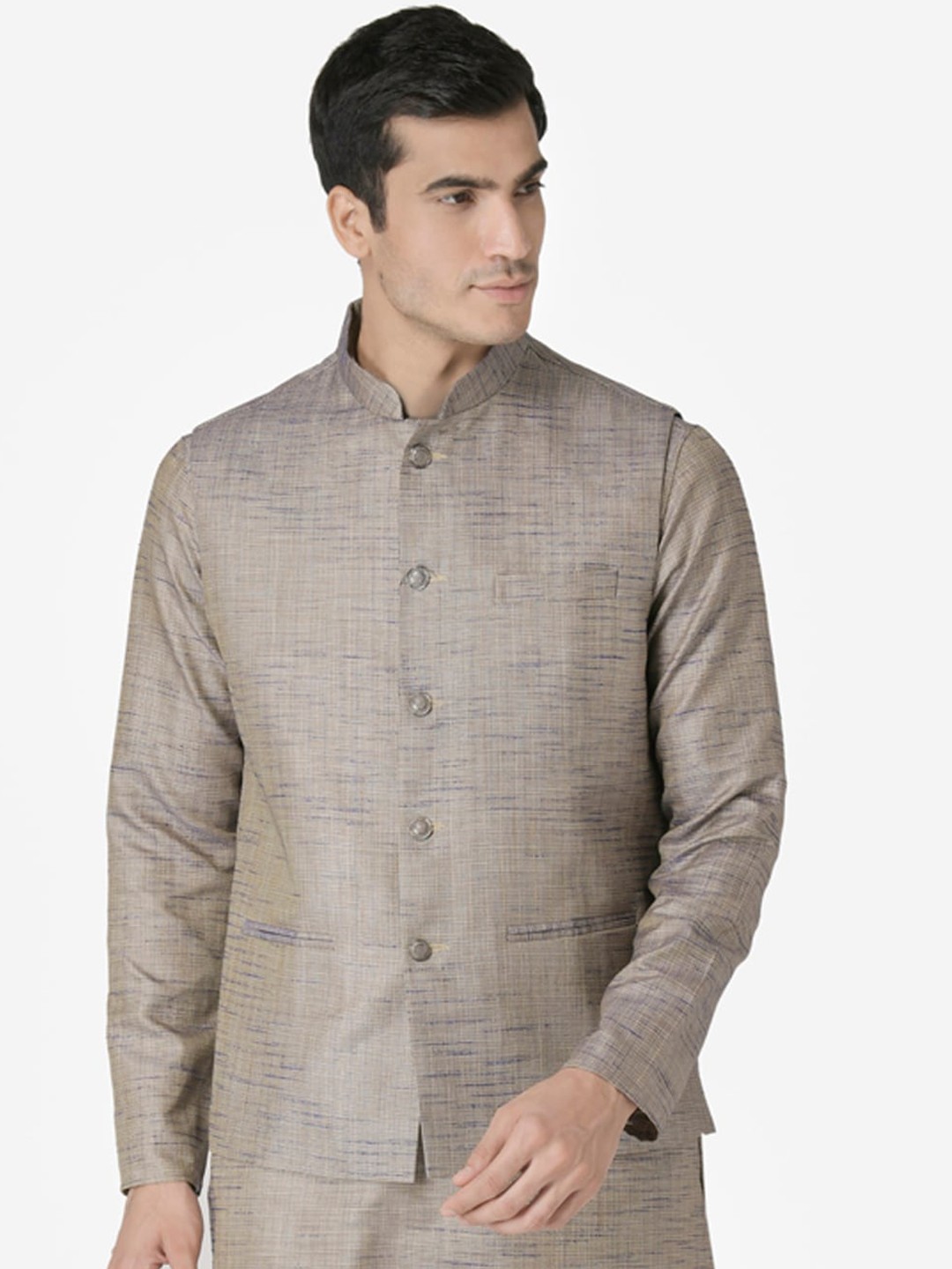 

Tabard Men Grey Nehru Woven Design Jacket