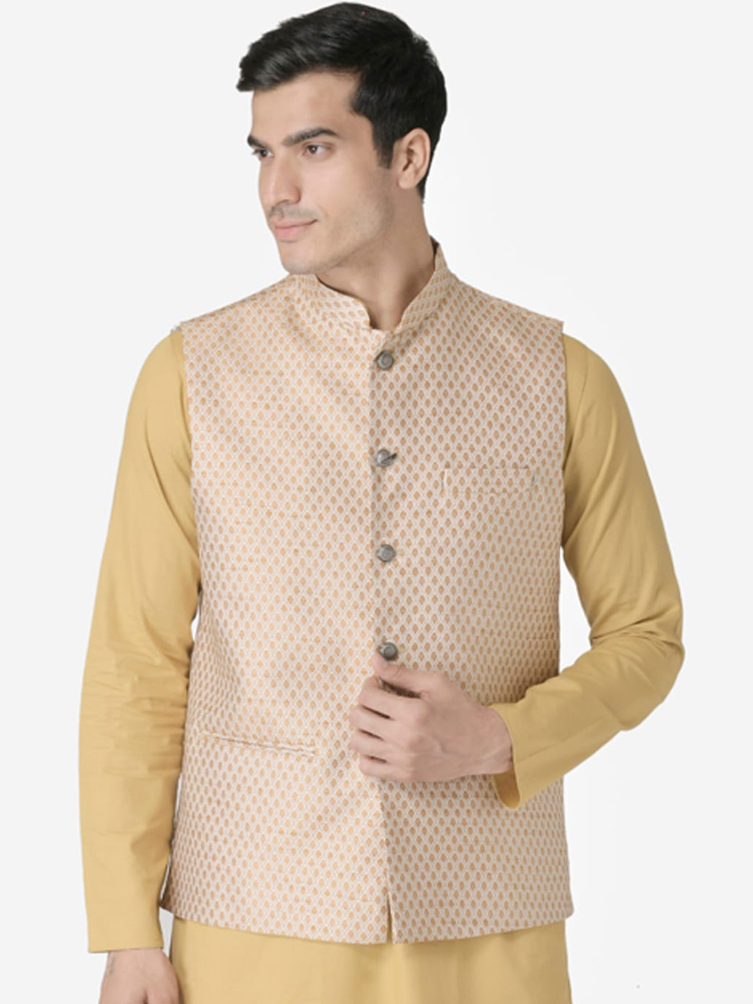 

TABARD Men Brown Woven Design Nehru Jacket