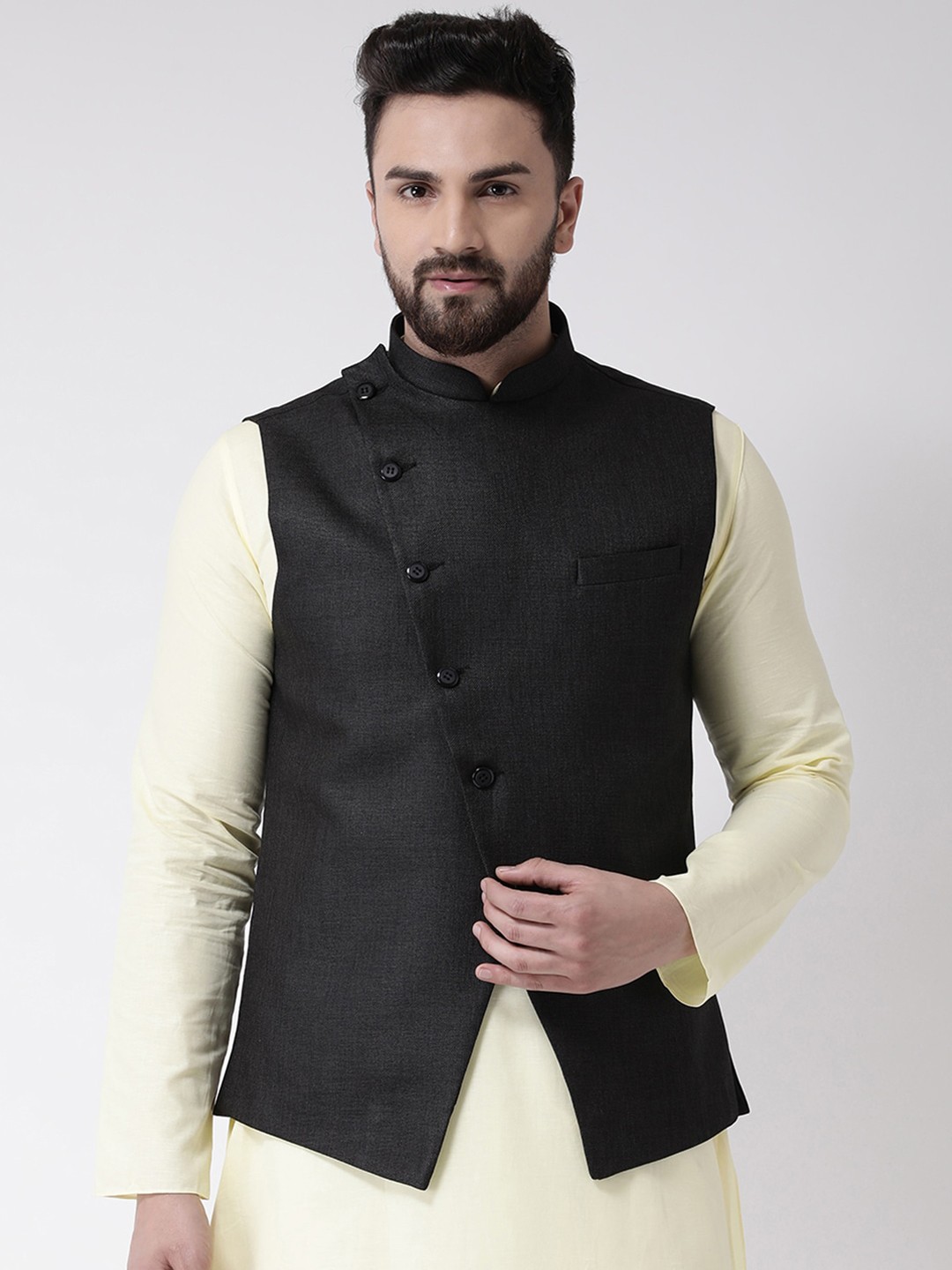 

TABARD Men Black Solid Nehru Jacket