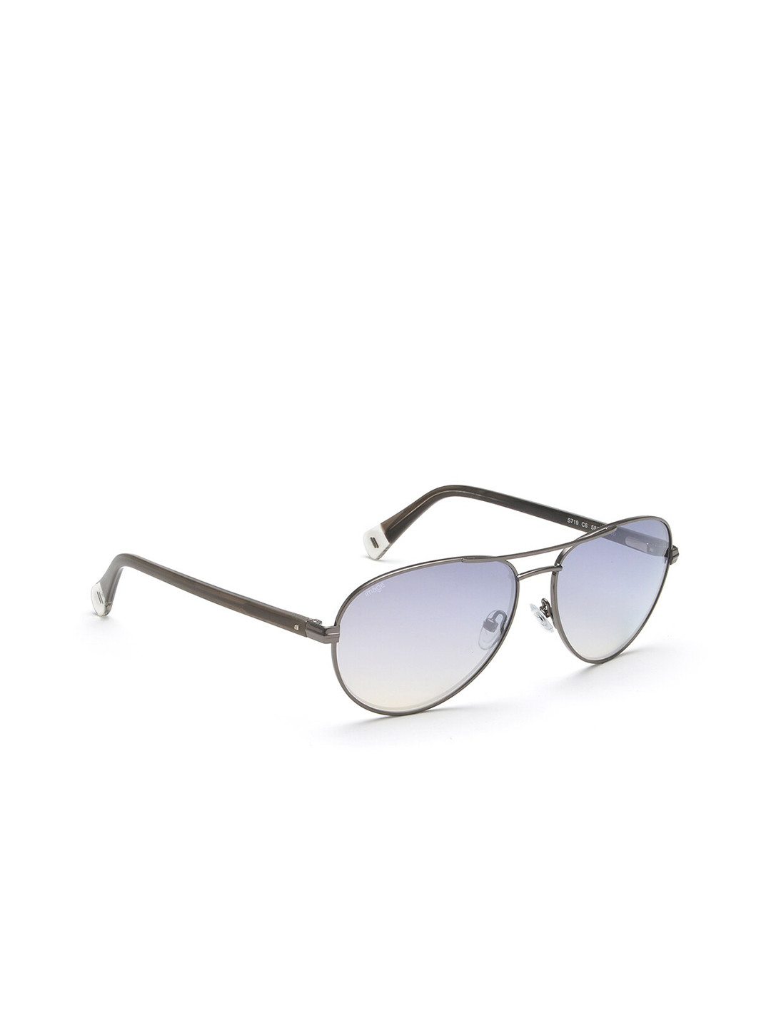 

Image Unisex Silver-Toned & Blue Aviator Sunglasses IMS719C6SG