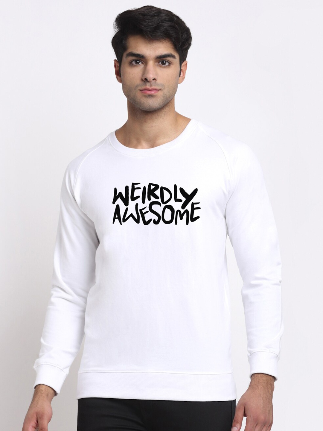 

Friskers Men White & Black Printed Woollen Sweatshirt