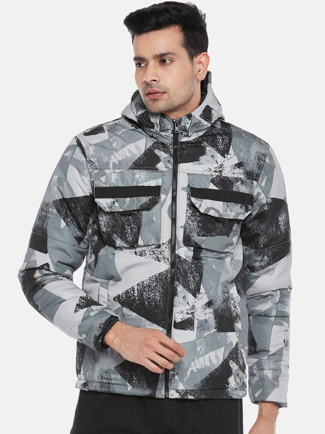 

Ajile by Pantaloons Men Grey Abstract Printed Tailored Jacket