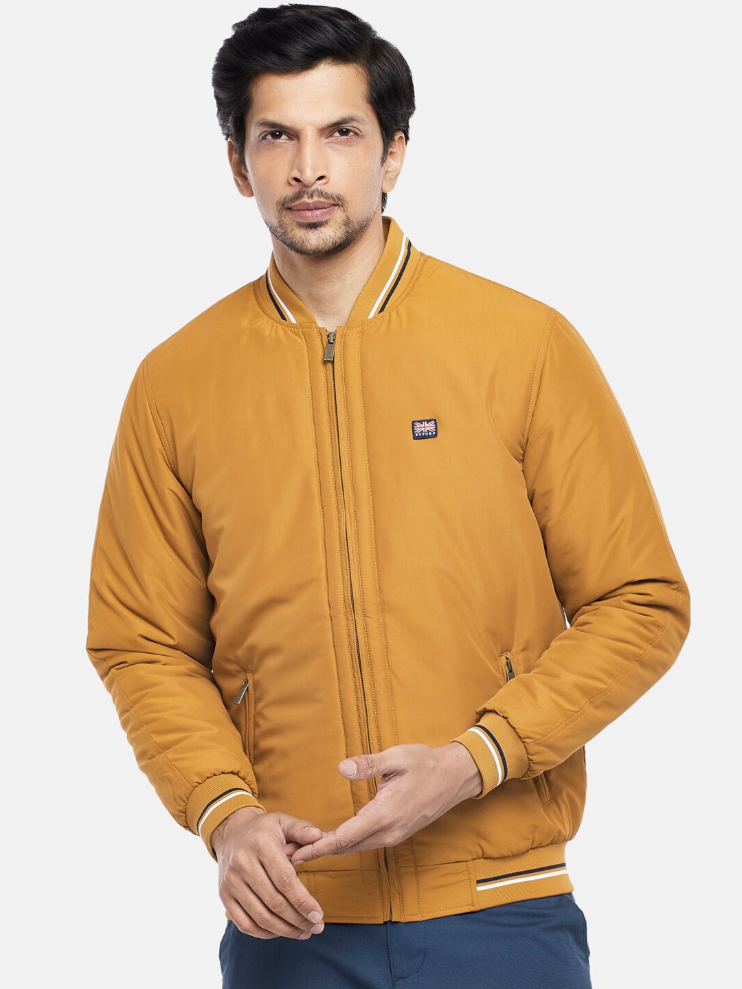 

BYFORD by Pantaloons Men Yellow Bomber Jacket