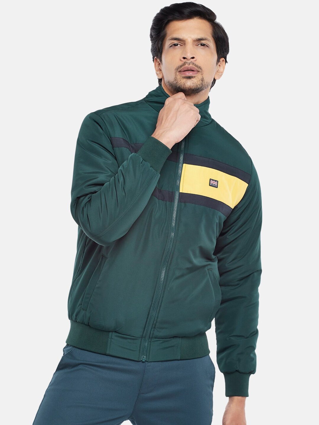 

BYFORD by Pantaloons Men Green Bomber Jacket