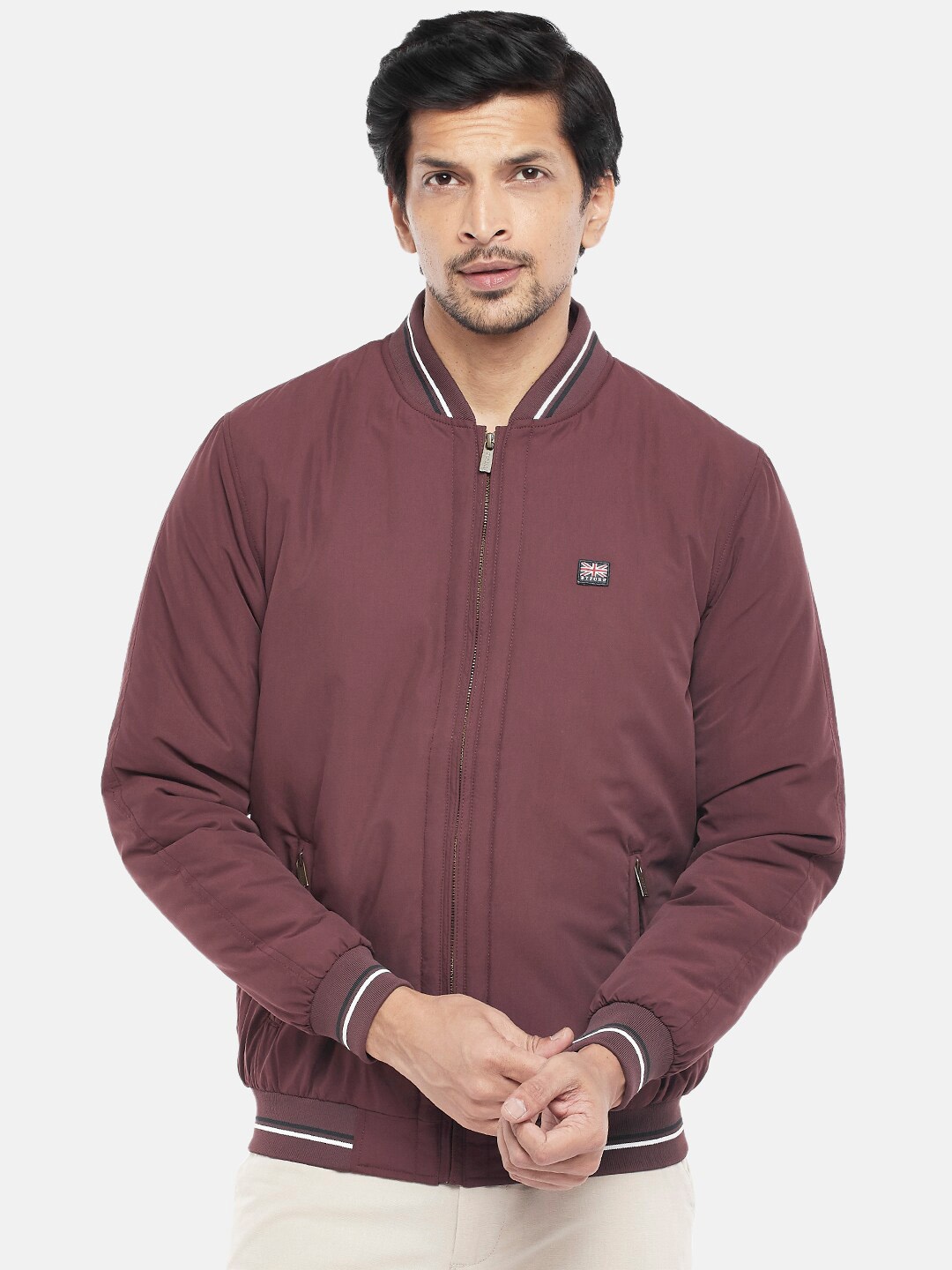 

BYFORD by Pantaloons Men Maroon Bomber Jacket