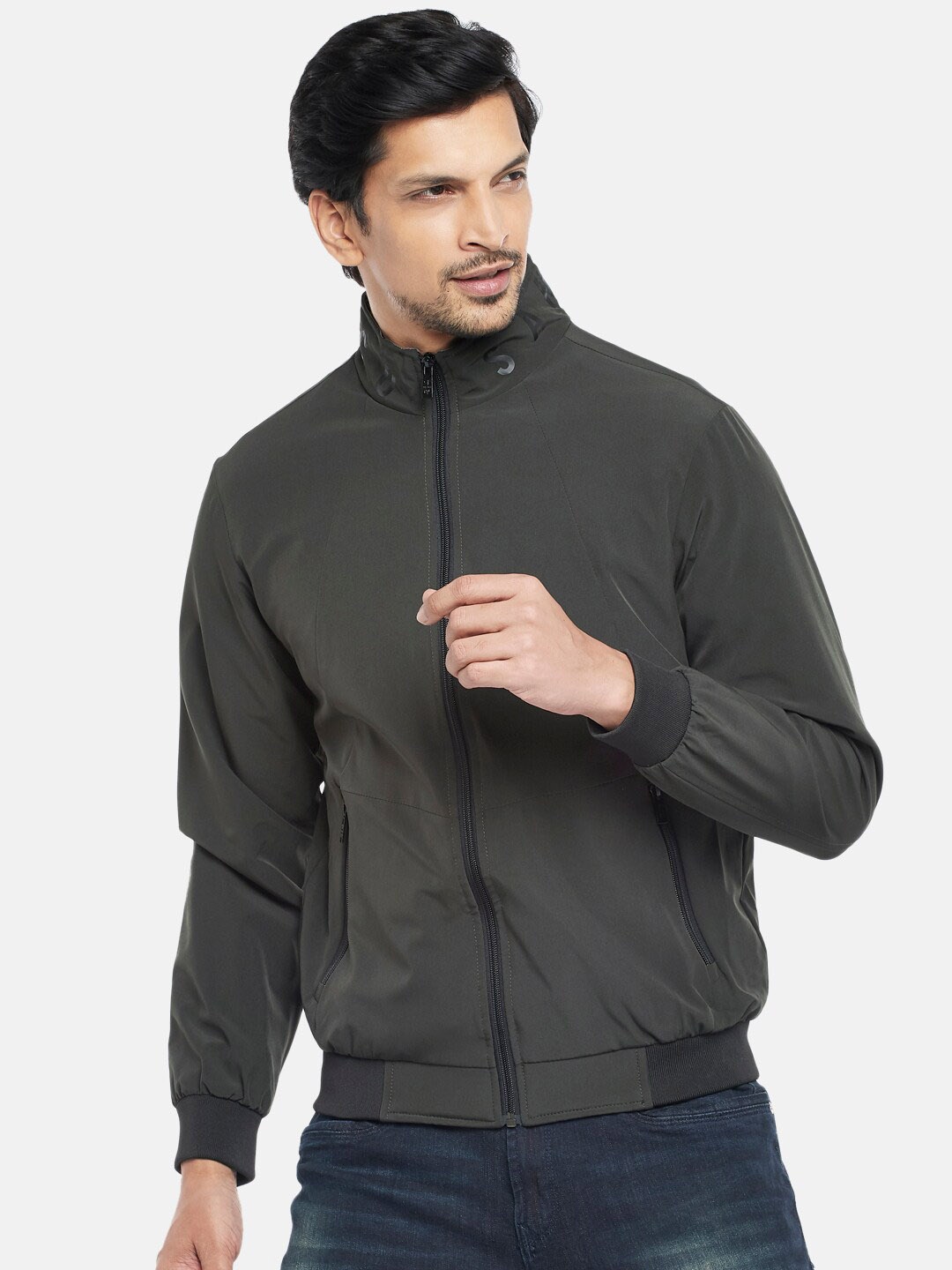 

SF JEANS by Pantaloons Men Olive Green Bomber Jacket