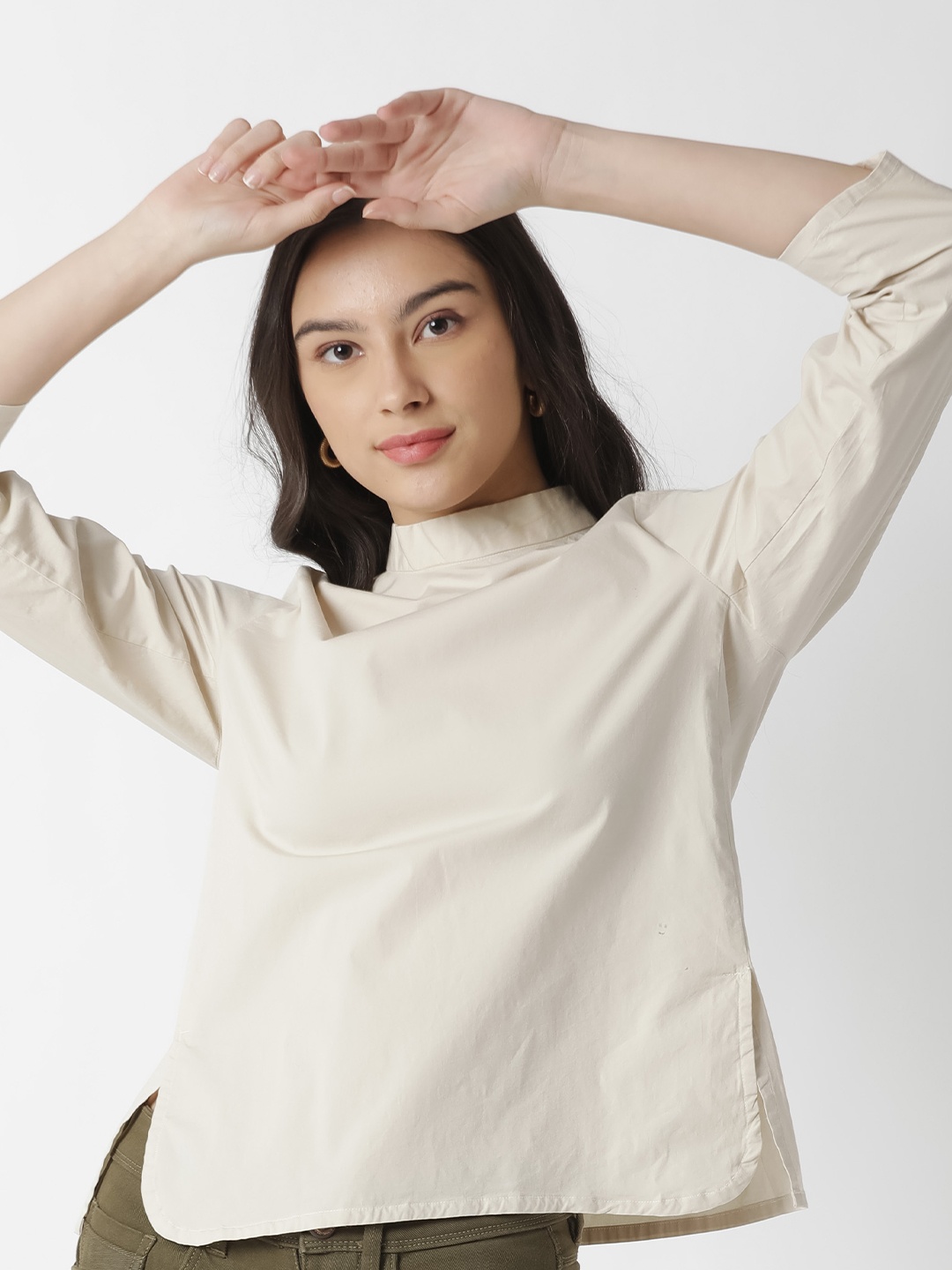 

RAREISM Beige High Neck Regular Top