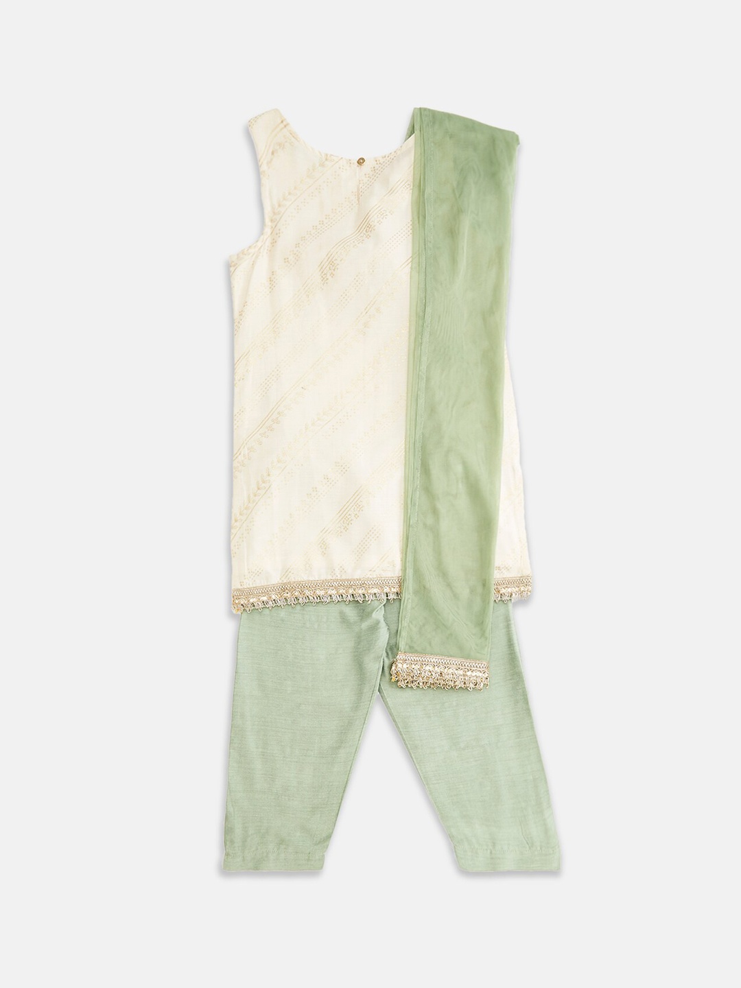 

AKKRITI BY PANTALOONS Girls Off White Embroidered Kurta With Salwar & Dupatta