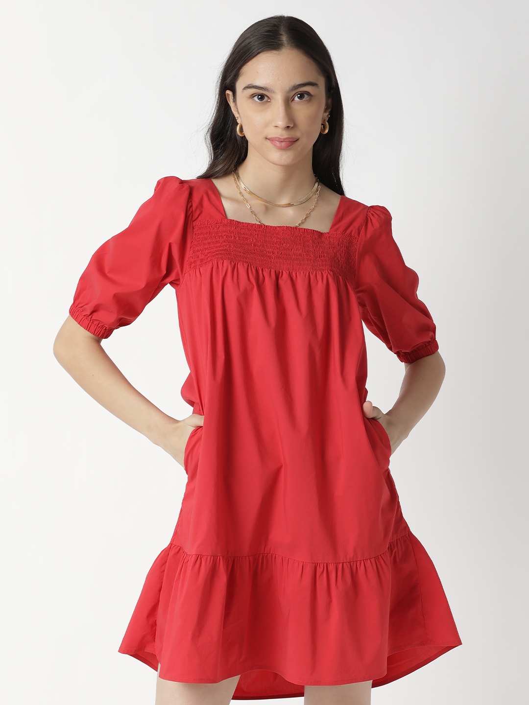 

RAREISM Red A-Line Dress