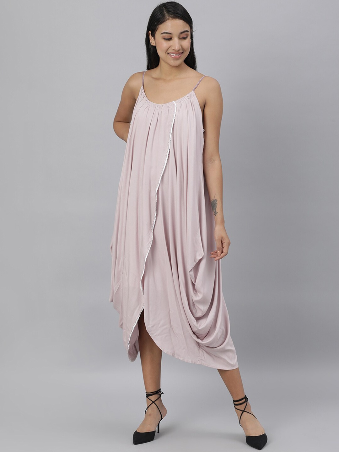 

RAREISM Women Lavender A-Line Midi Dress