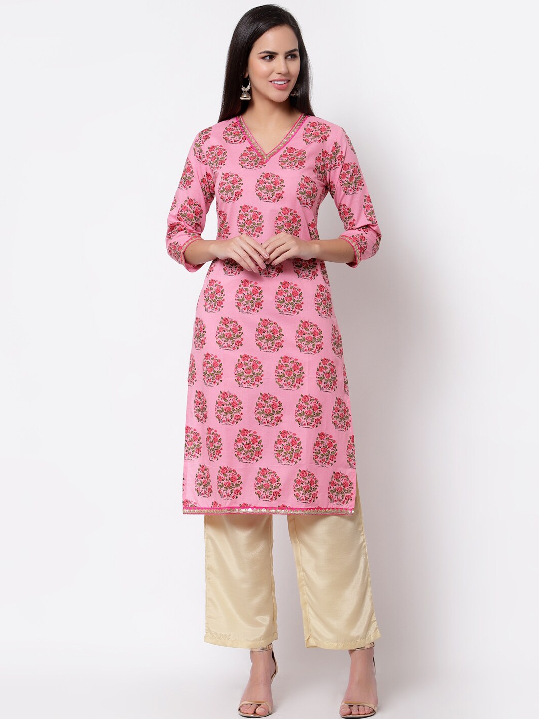 

Myshka Women Pink Ethnic Motifs Printed Kurta