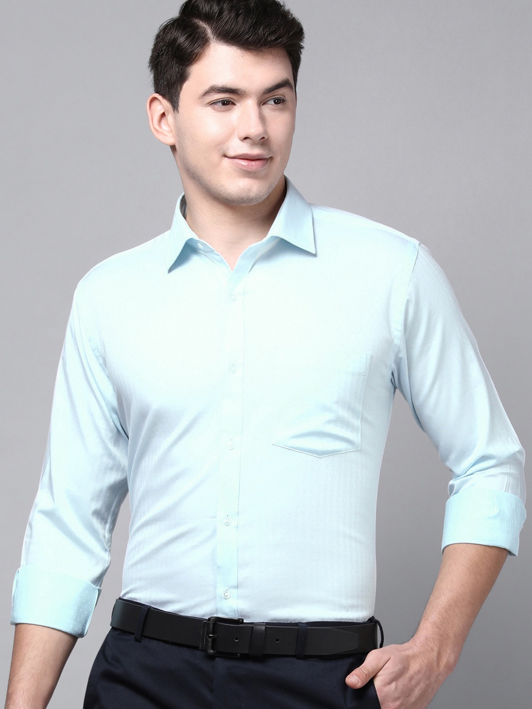 

Park Avenue Men Blue Slim Fit Textured Formal Shirt