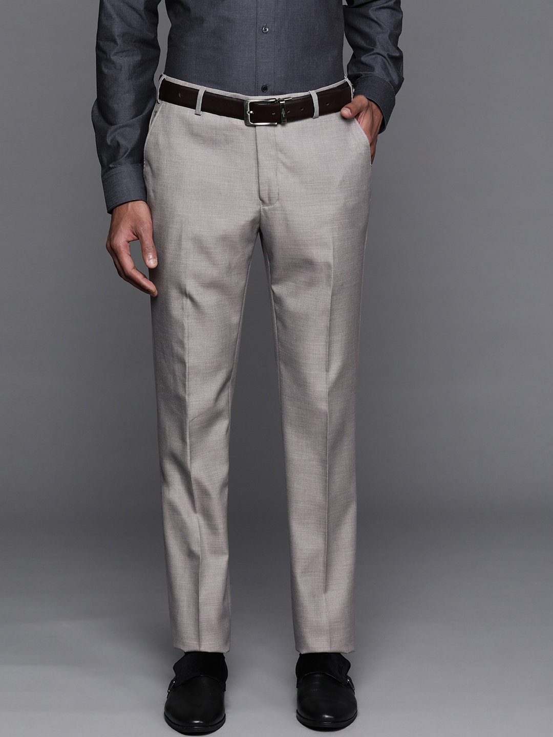 

Raymond Men Beige Slim Fit Formal Trousers