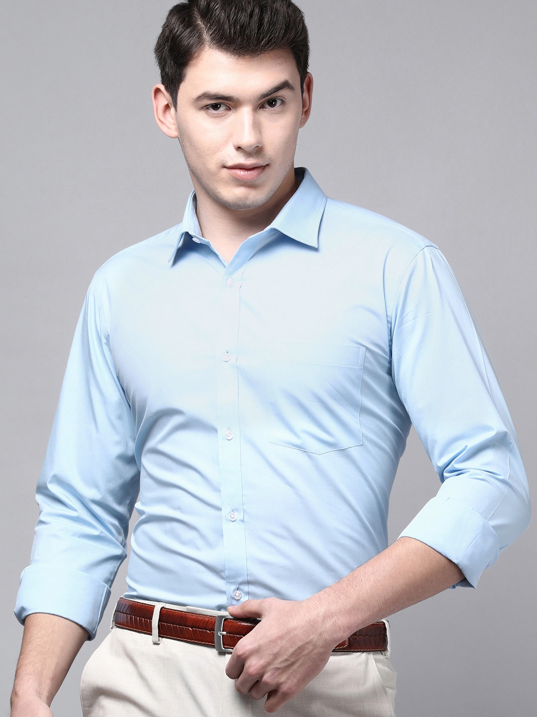 

Park Avenue Men Blue Slim Fit Solid Pure Cotton Formal Shirt