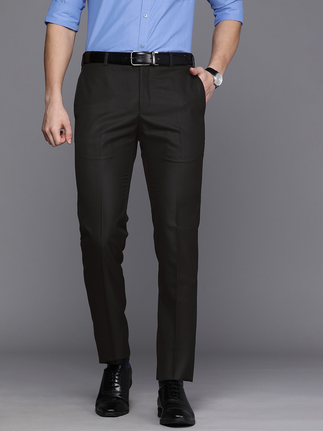 

Raymond Men Black Solid Slim Fit Formal Trousers