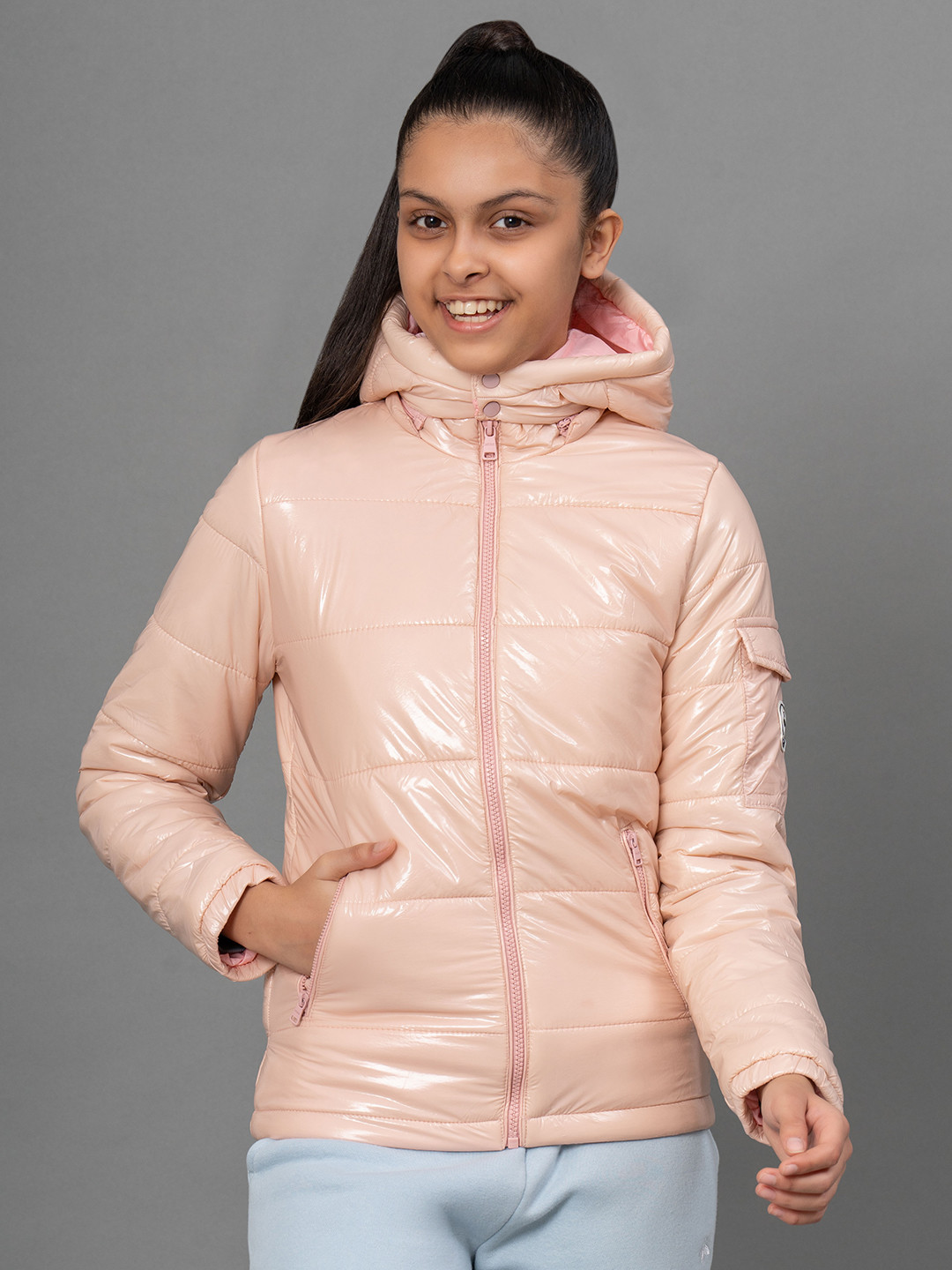 

Mode by Red Tape Girls Nude Pink Solid Padded Jacket