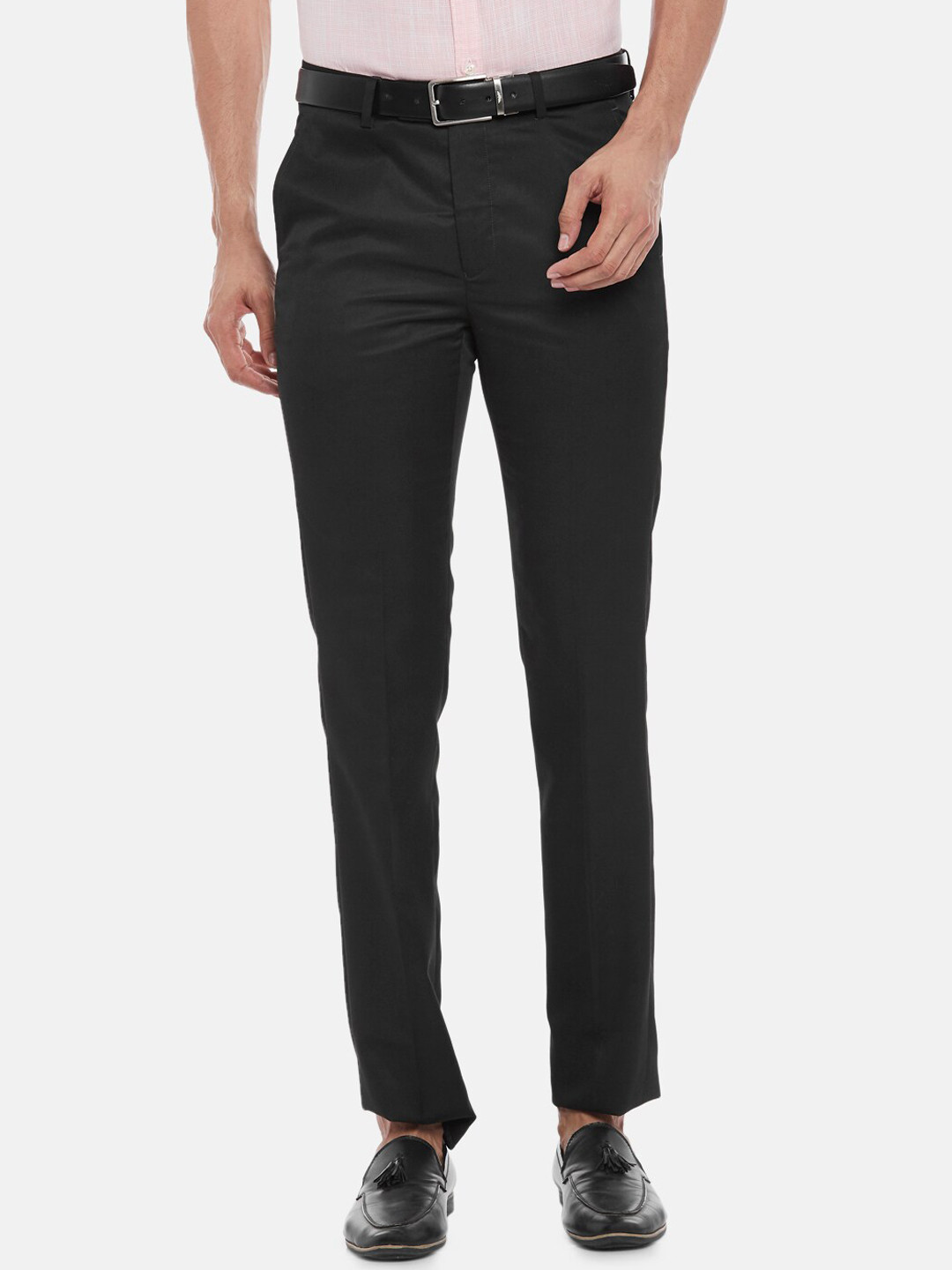 

BYFORD by Pantaloons Men Black Slim Fit Low-Rise Trousers
