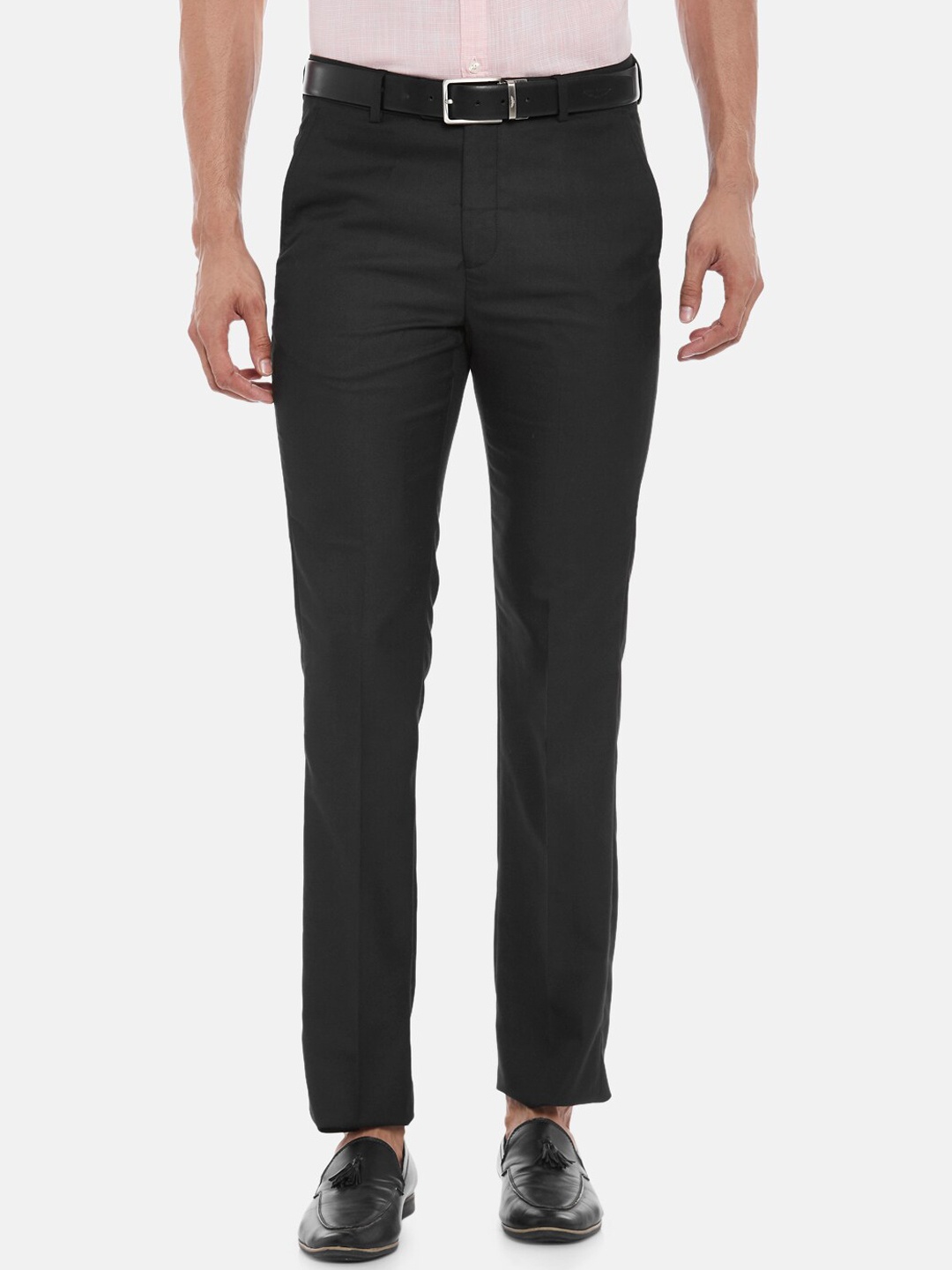 

BYFORD by Pantaloons Men Black Slim Fit Low-Rise Trousers