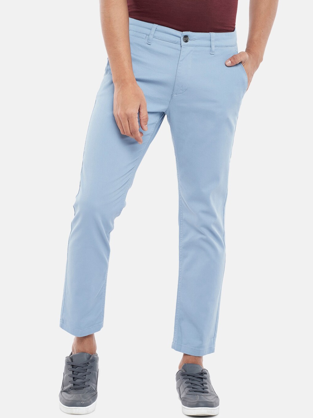 

BYFORD by Pantaloons Men Blue Slim Fit Low-Rise Chinos Trousers