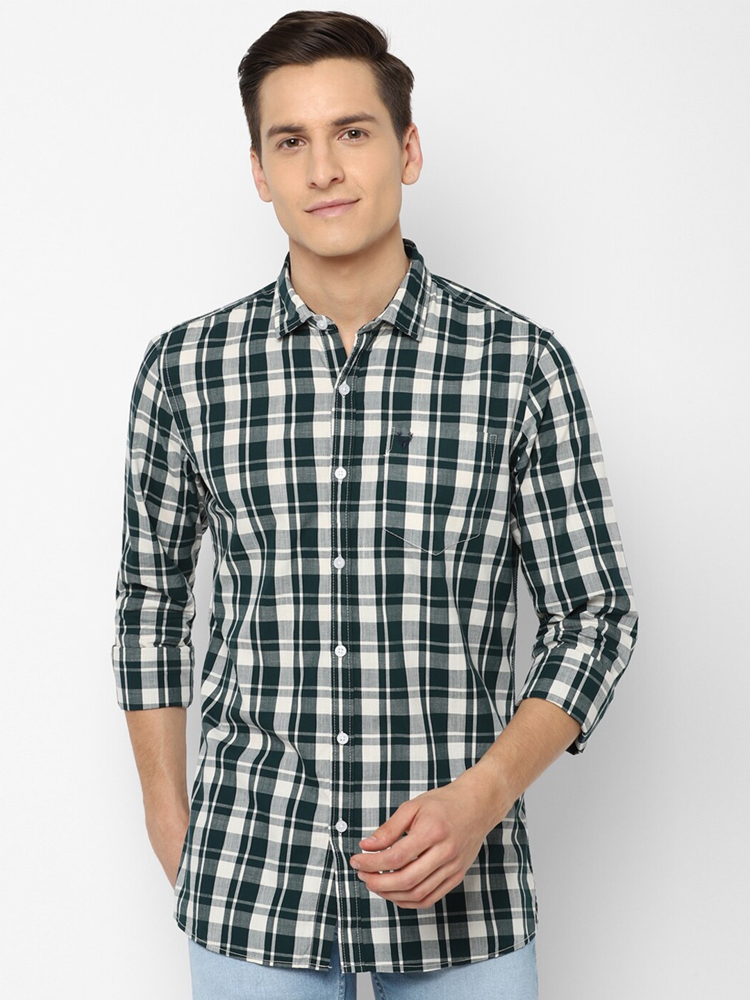 

Allen Solly Sport Men Black Tartan Checks Checked Casual Shirt