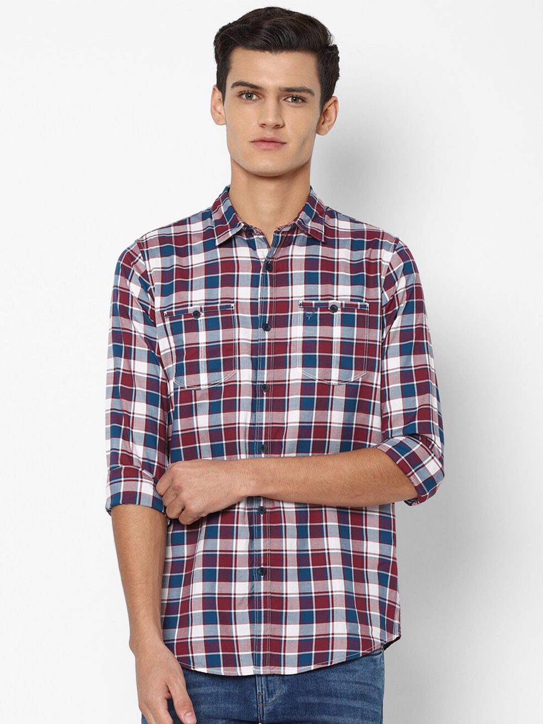 

Allen Solly Sport Men Maroon Tartan Checks Checked Cotton Casual Shirt