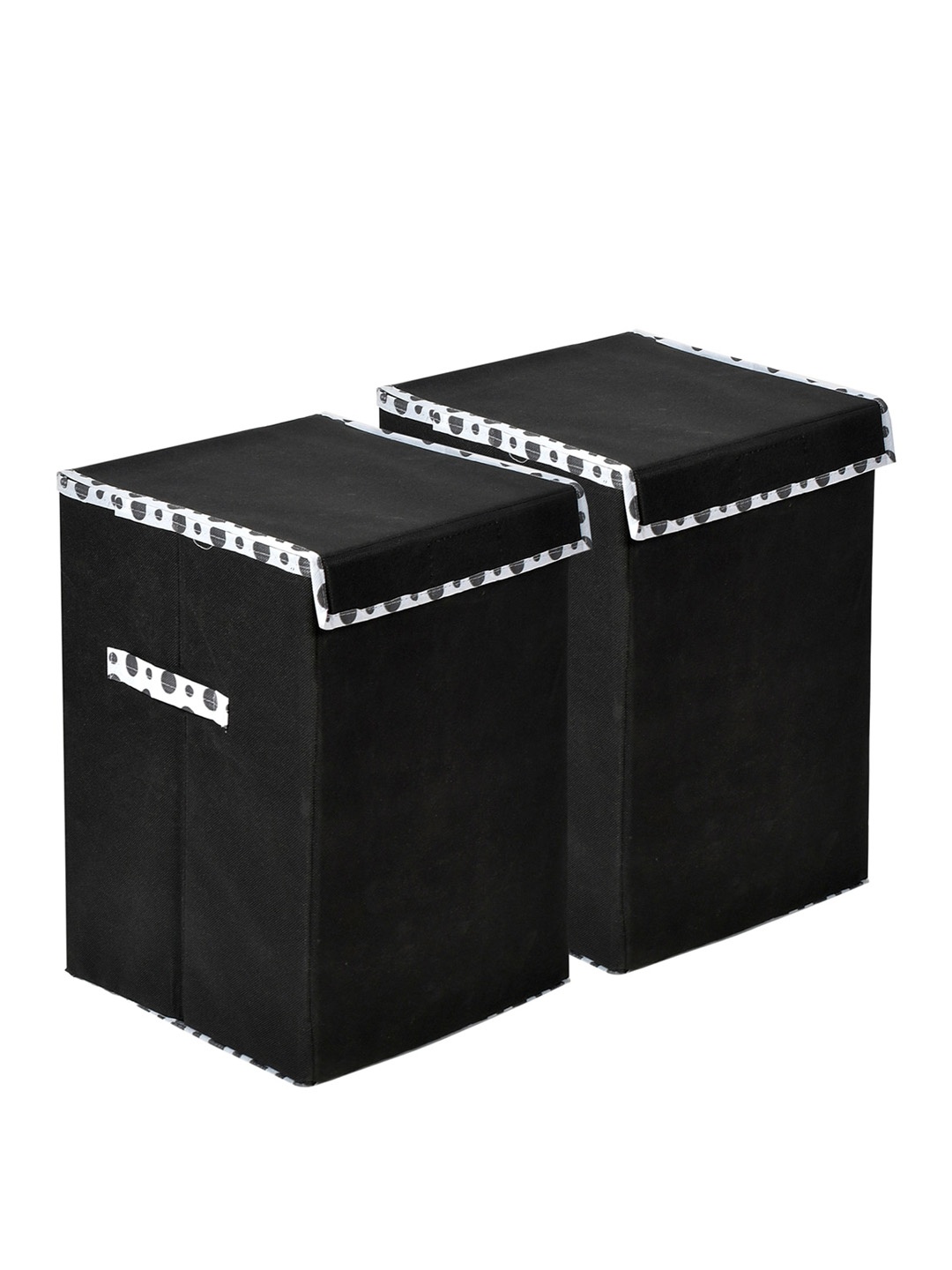 

Kuber Industries Set Of 2 Black & White Printed Non Woven Foldable Laundry Baskets