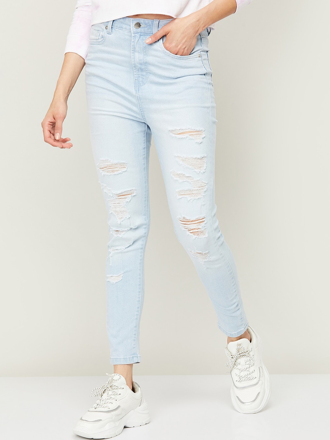 

Ginger by Lifestyle Women Blue Highly Distressed Jeans