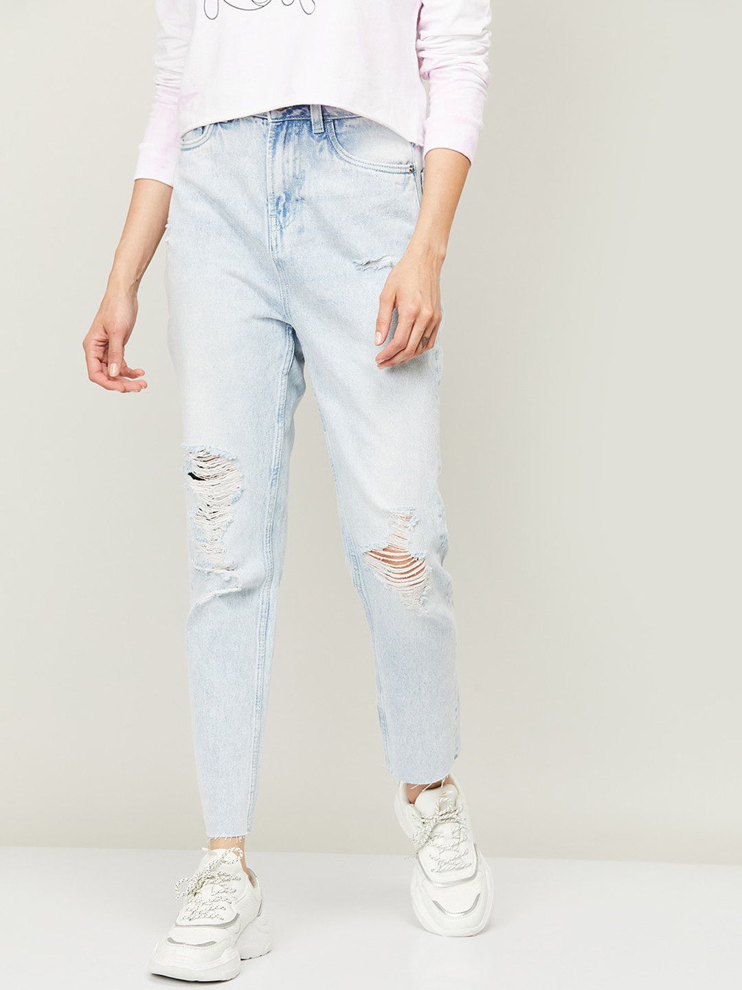 

Ginger by Lifestyle Women Blue Highly Distressed Heavy Fade Jeans