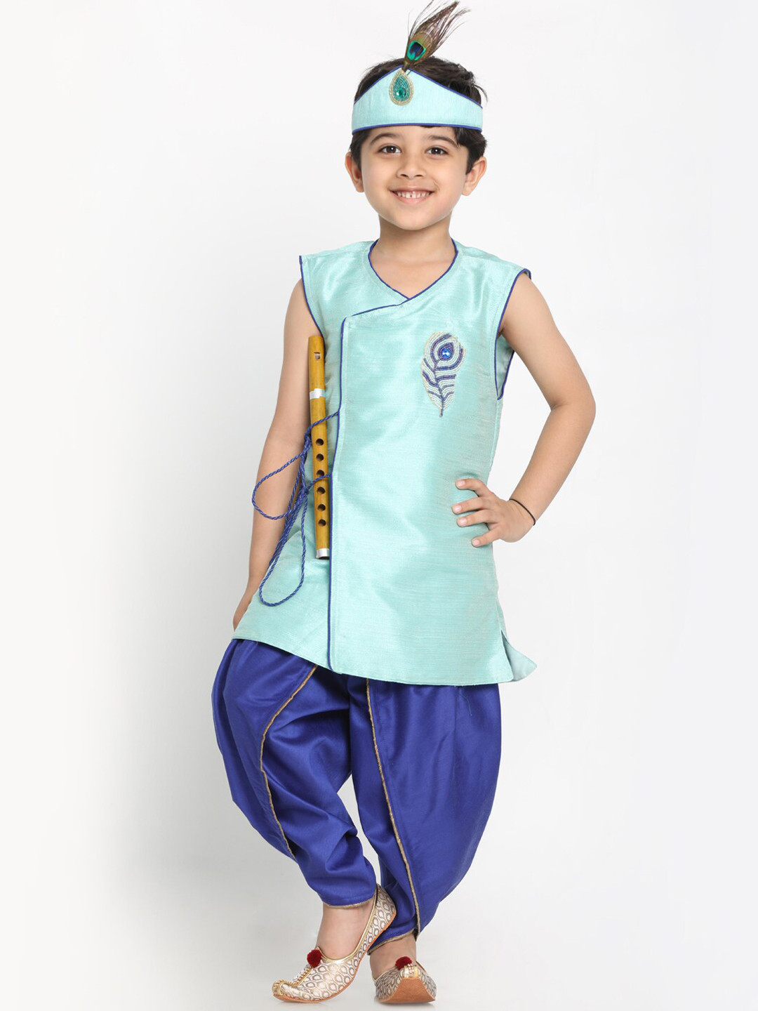 

JBN Creation Boys Blue Beads and Stones Kurta with Salwar & With Dupatta