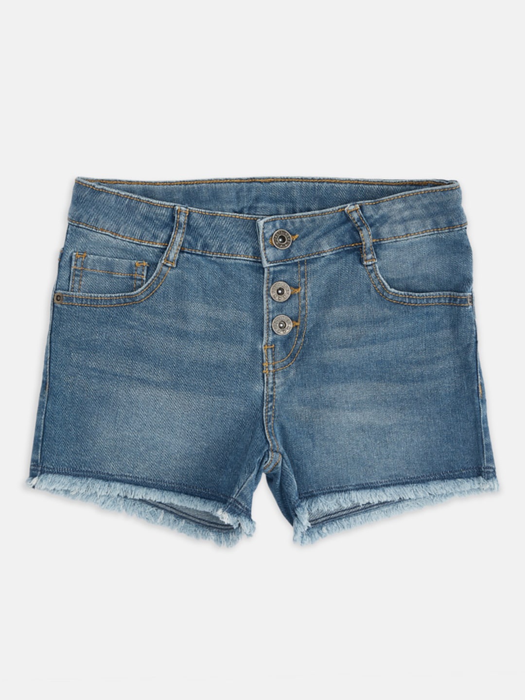 

Pantaloons Junior Girls Blue Washed Denim Shorts