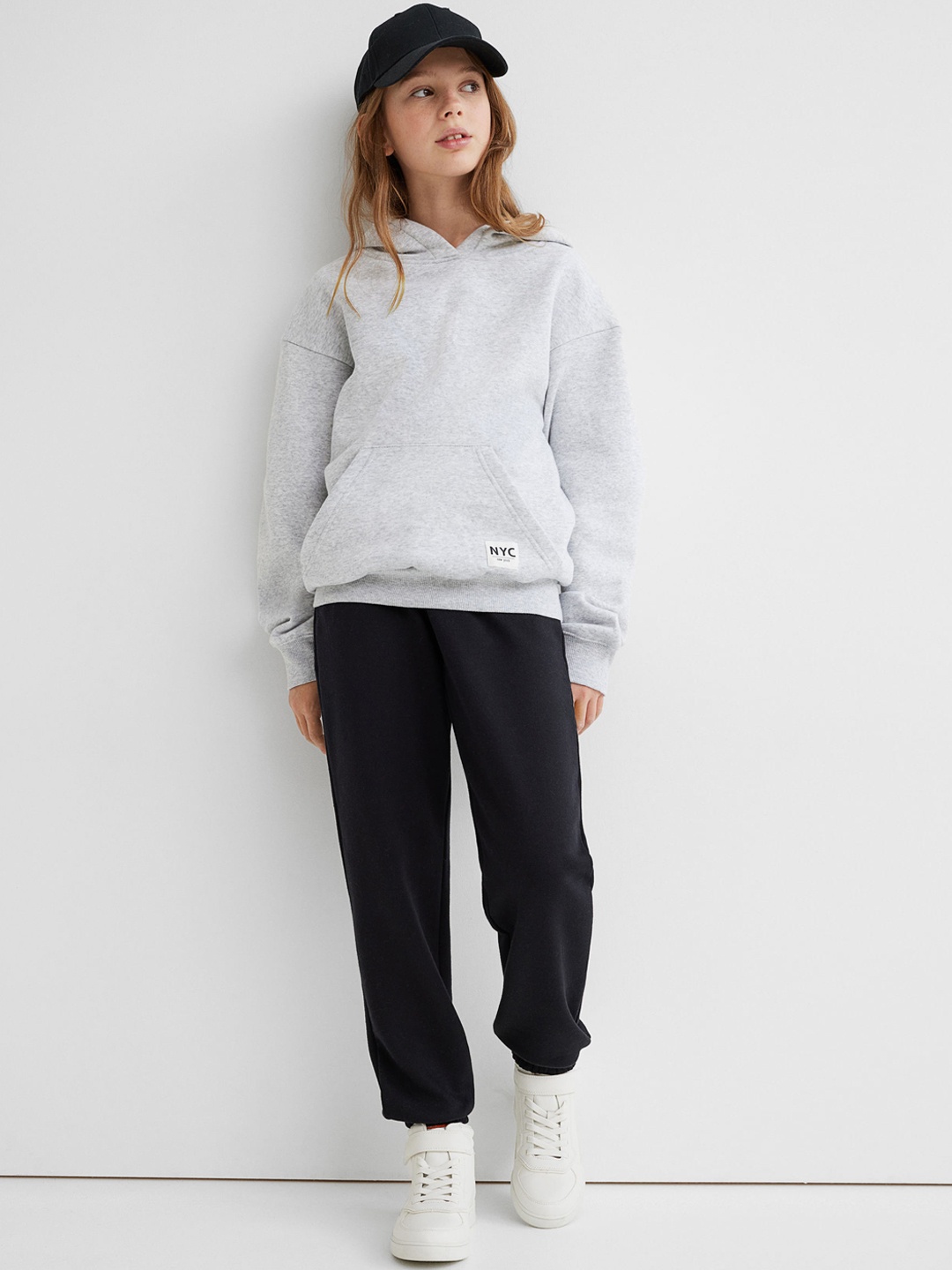 

H&M Girls Black Solid Cotton Blend Joggers