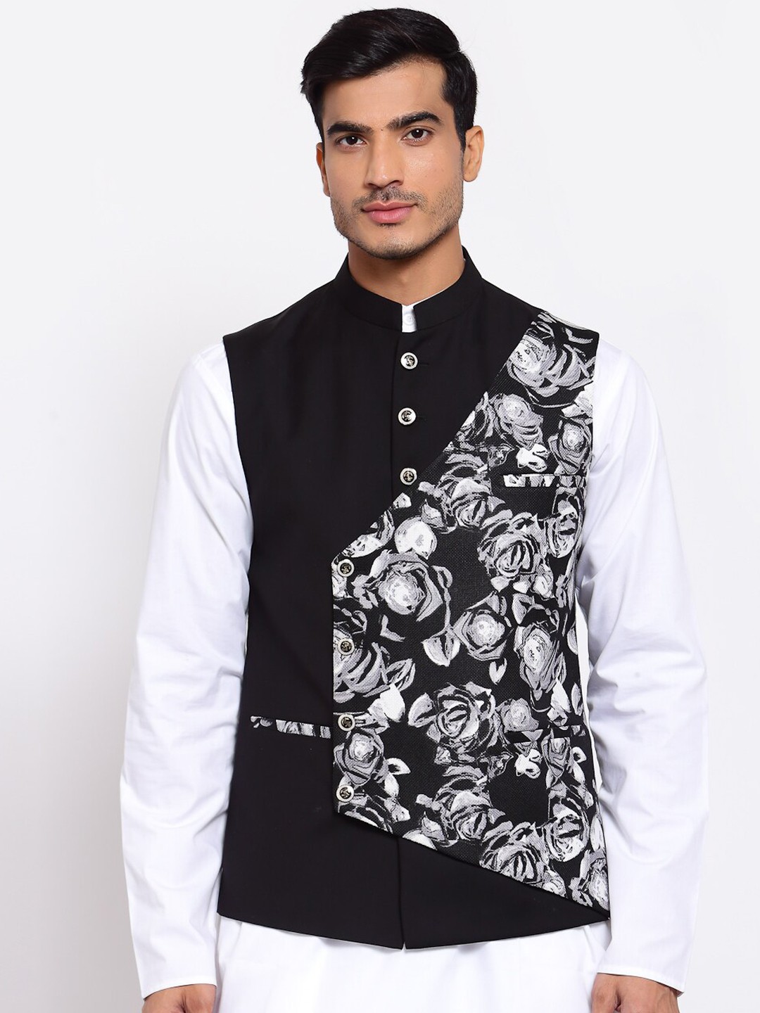 

MAXENCE Men Black Printed Nehru Jacket