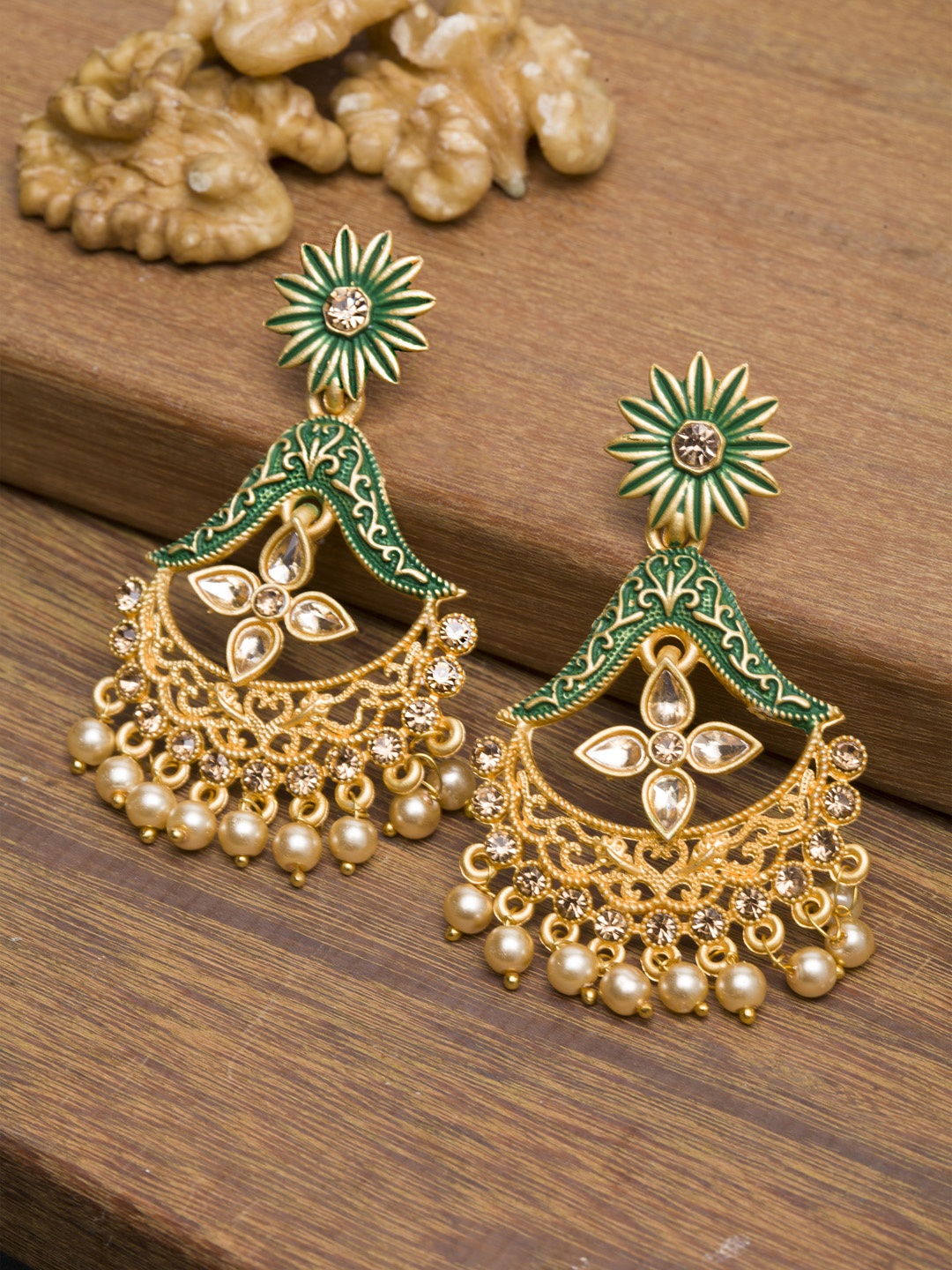 

PANASH Gold-Plated Handcrafted Contemporary Drop Earrings