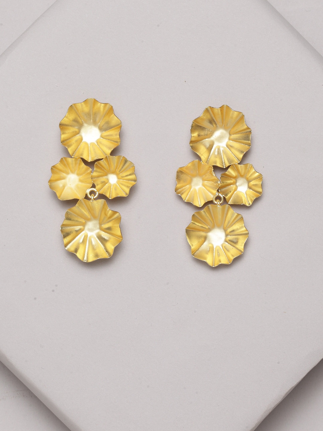 

PANASH Gold-Toned Floral Drop Earrings