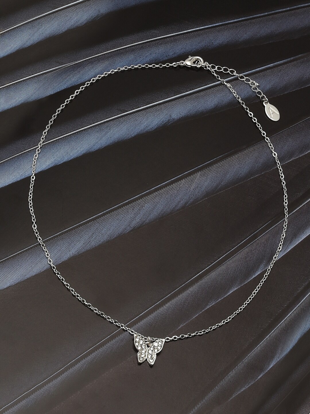 

Accessorize Silver-Toned Butterfly Pave Pendant Necklace