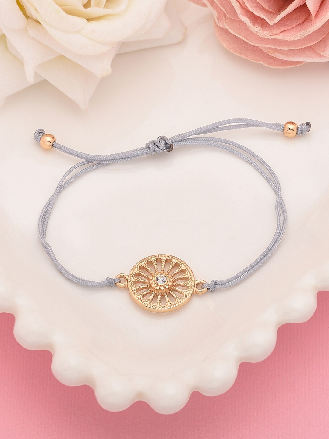 

Accessorize London Women Gold-Toned Filigree Charm Friendship Bracelet, Grey